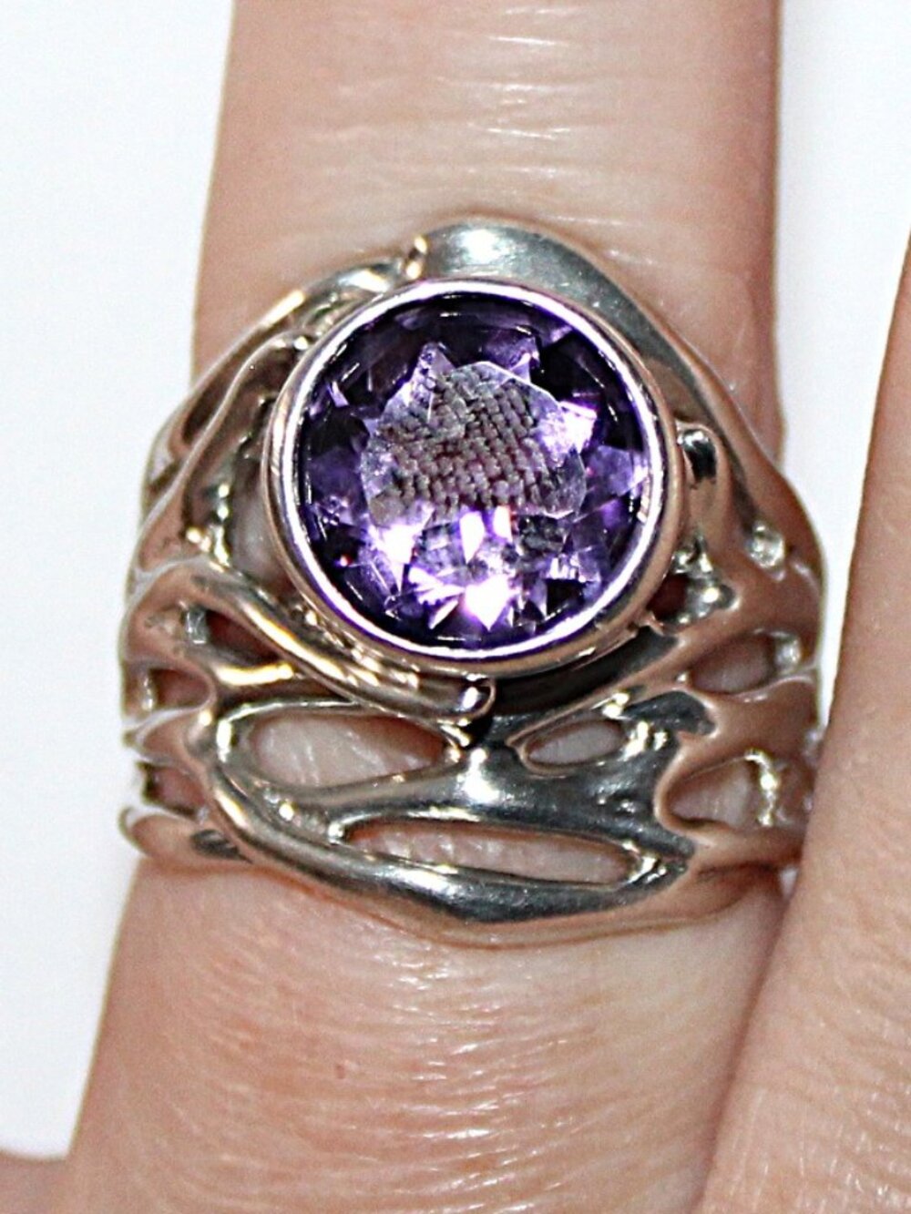 Hagit Gorali Sterling Silver Amethyst Ring SZ 7.25 - Picture 6 of 7